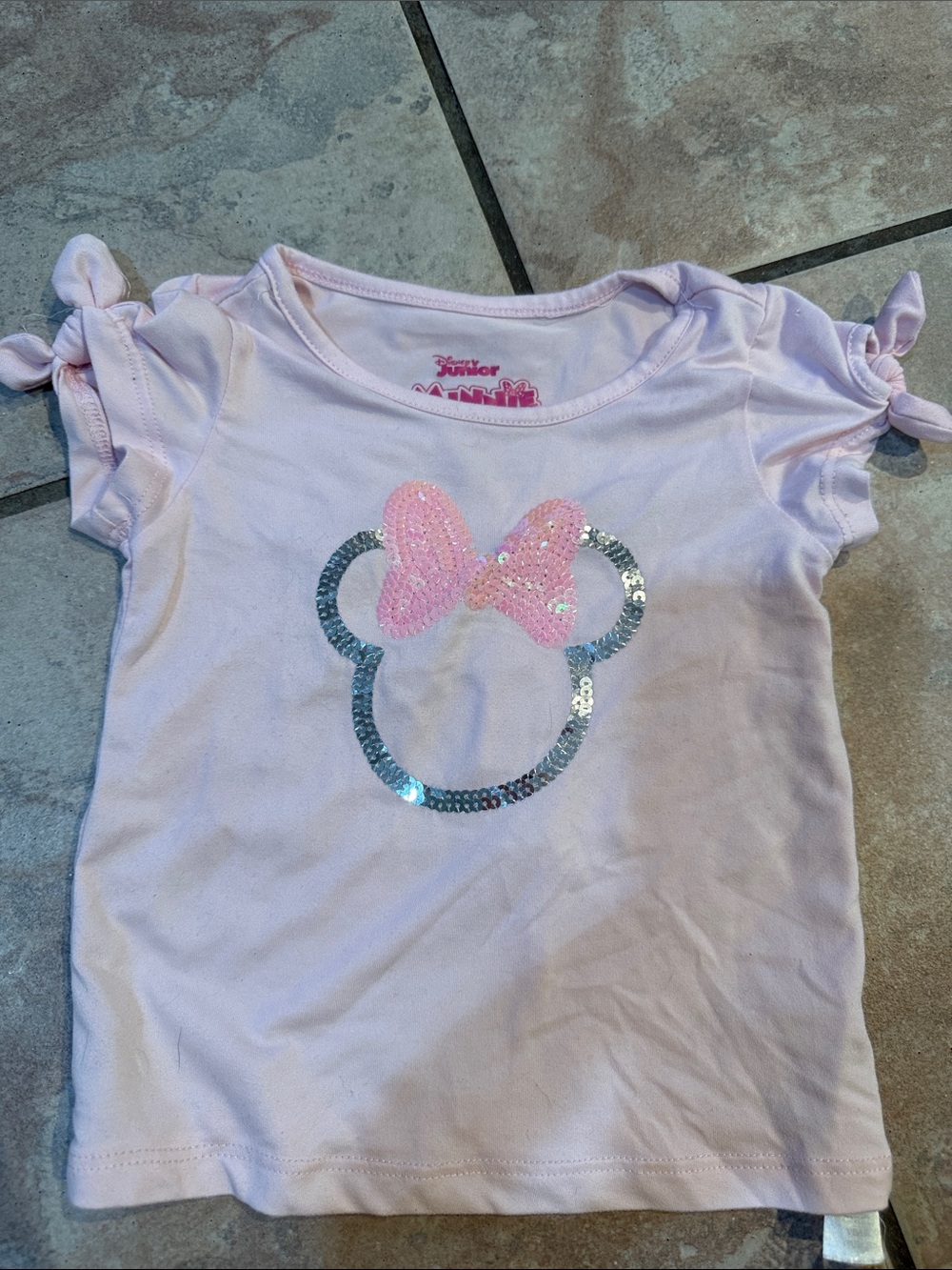 Disney Pink Sequin Bow Minnie Short Sleeve Tee